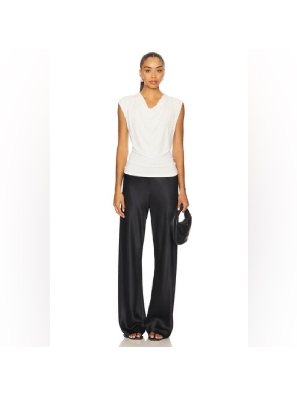 Vince Ivory Draped Cap-Sleeve Top Retail $168